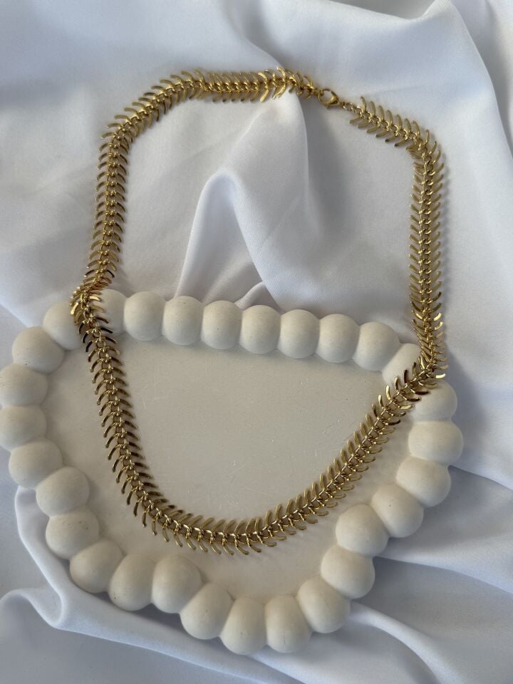 Balıksırtı Gold Zincir Kolye