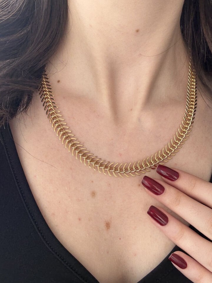 Balıksırtı Gold Zincir Kolye