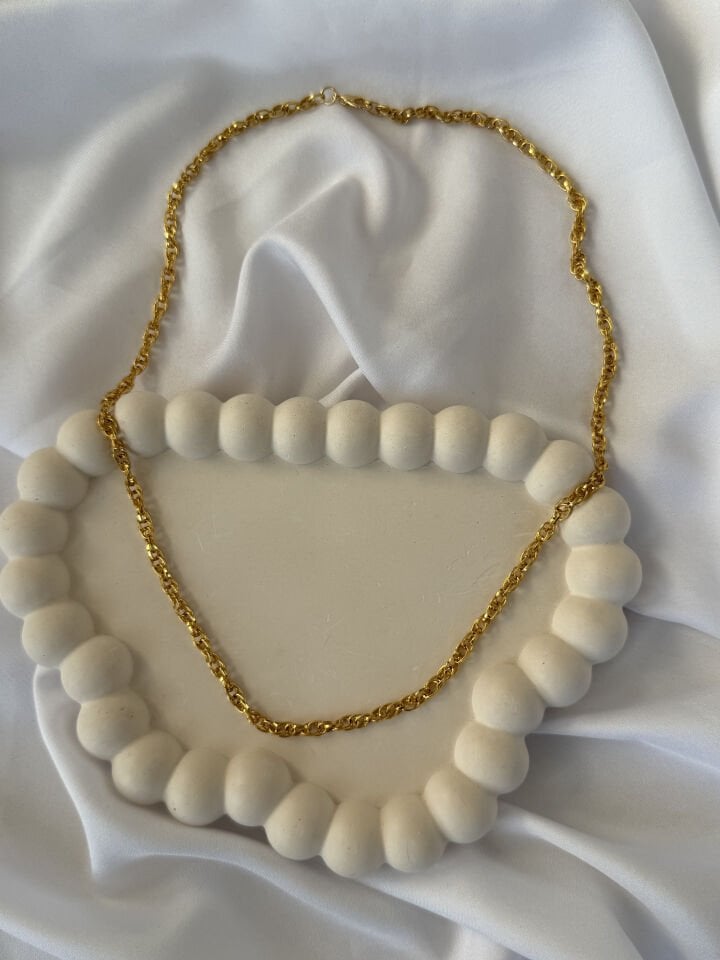 Embroidered Gold Chain Necklace