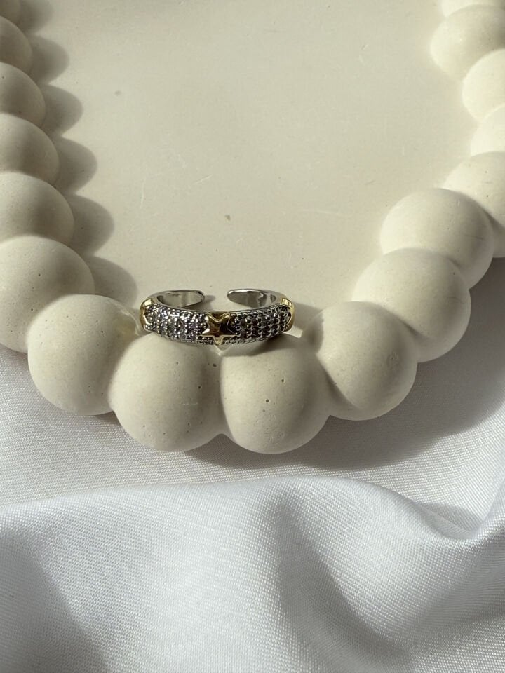 Gold Yıldız Detaylı Yüzük