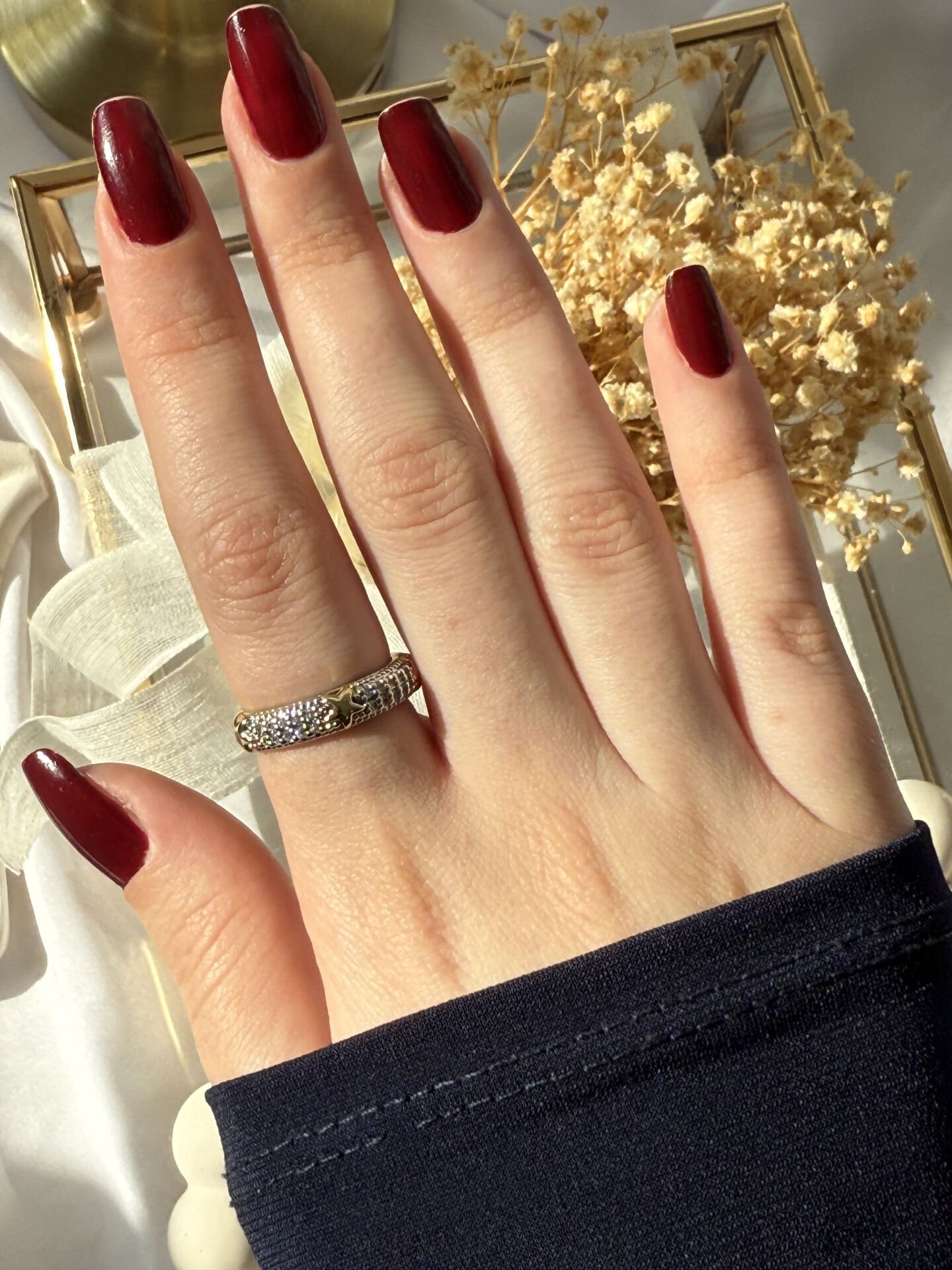 Gold Yıldız Detaylı Yüzük