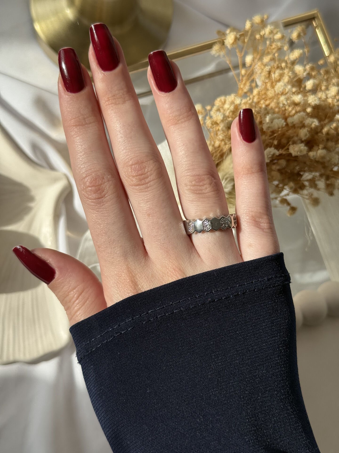 Silver Petek Desen Yüzük