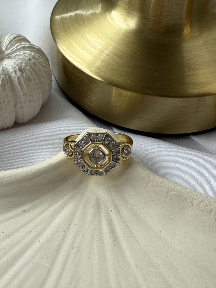 Geometrik Form Gold Yüzük