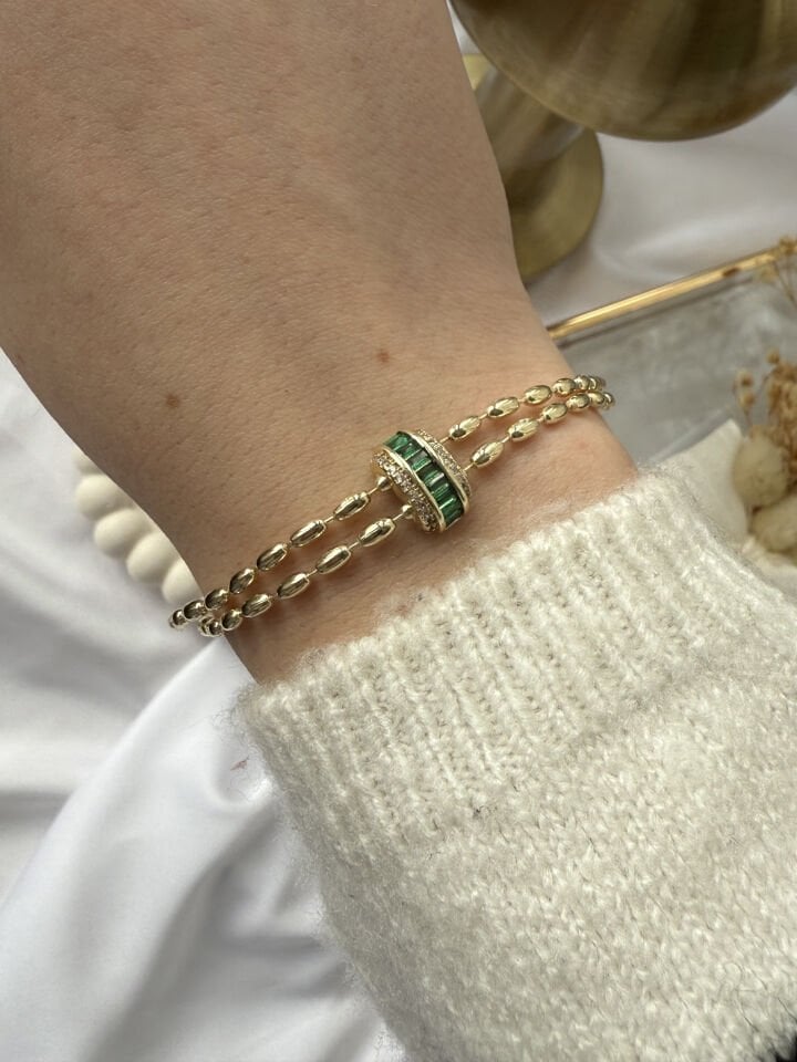 Zümrüt Detaylı Dorika Bileklik