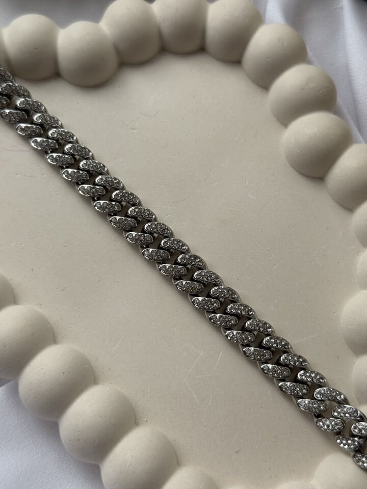 Silver Taşlı Zincir Bileklik