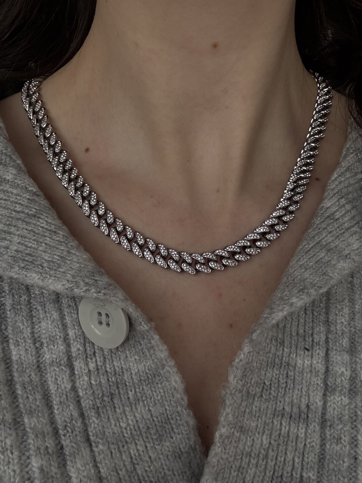 Silver Taşlı VIP Zincir Kolye