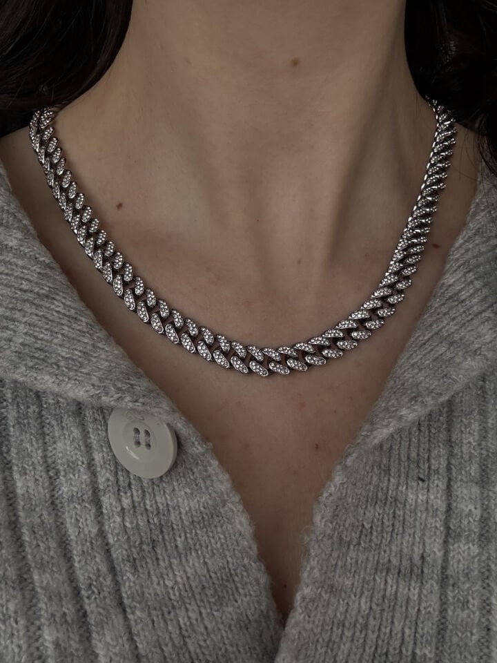 Silver Taşlı VIP Zincir Kolye