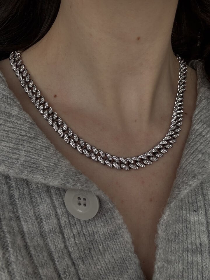 Silver Taşlı VIP Zincir Kolye