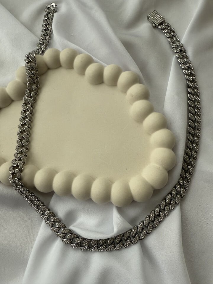 Silver Taşlı VIP Zincir Kolye