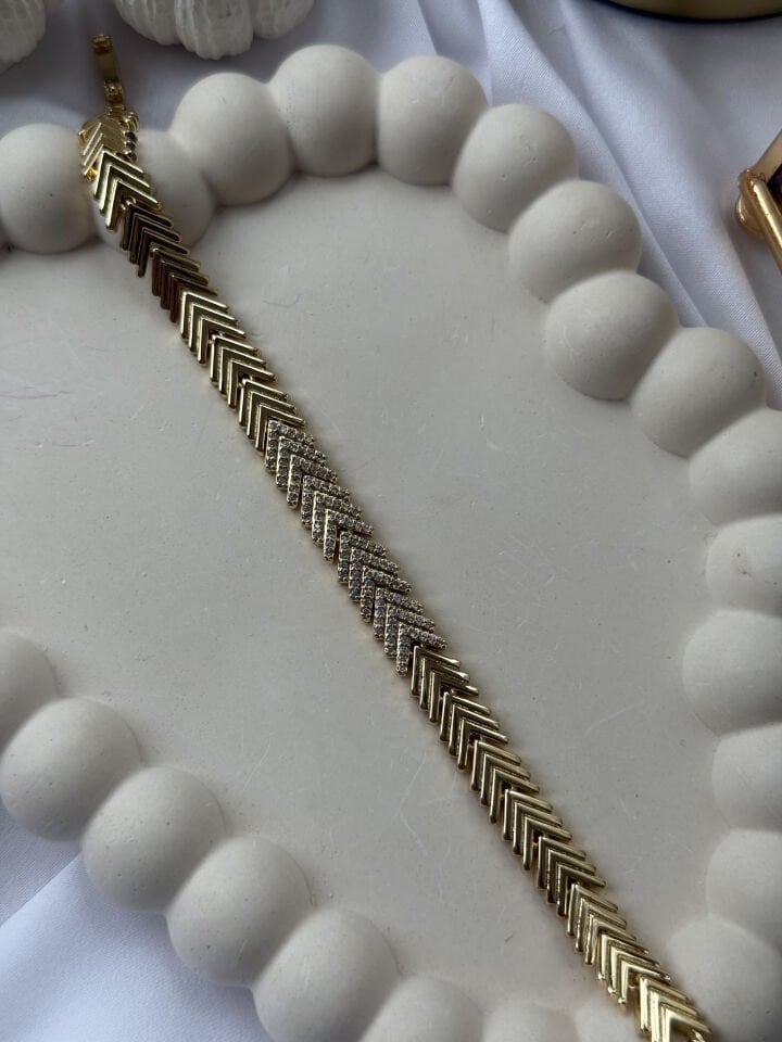 Zircon Stone Herringbone Bracelet
