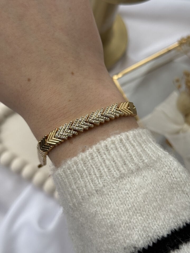 Zircon Stone Herringbone Bracelet