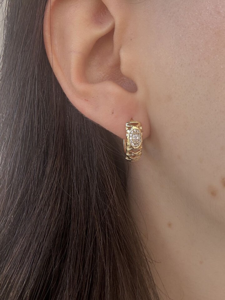 Taşlı Çelik Küpe