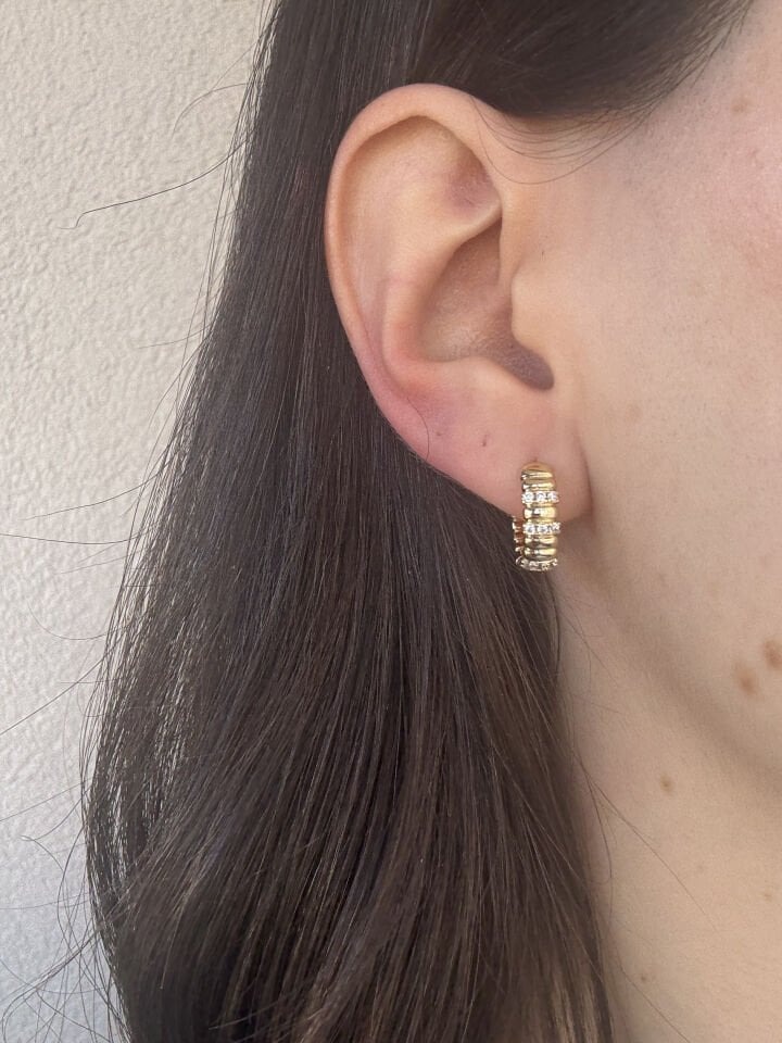 Taş Detaylı Çelik Küpe