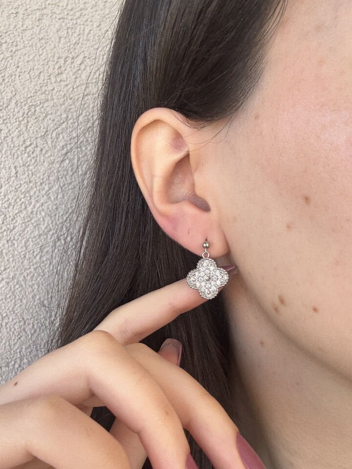 Gümüş Yonca Küpe