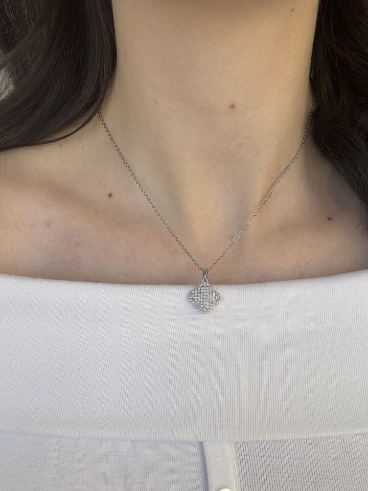 Stone-Plated Clover Necklace