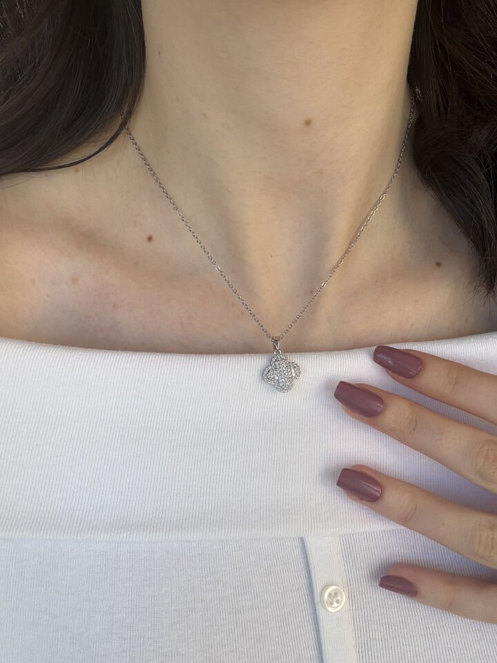 Stone-Plated Clover Necklace