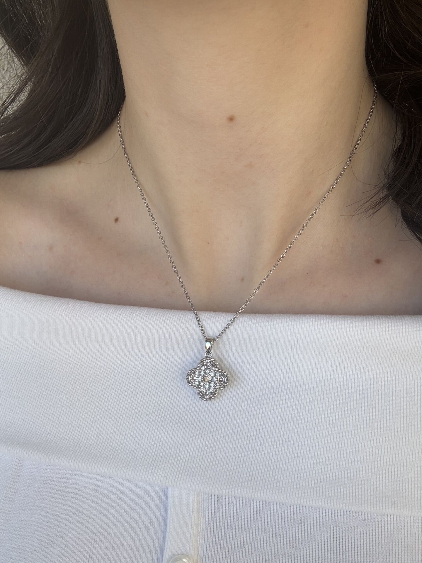 Gümüş Yonca Kolye