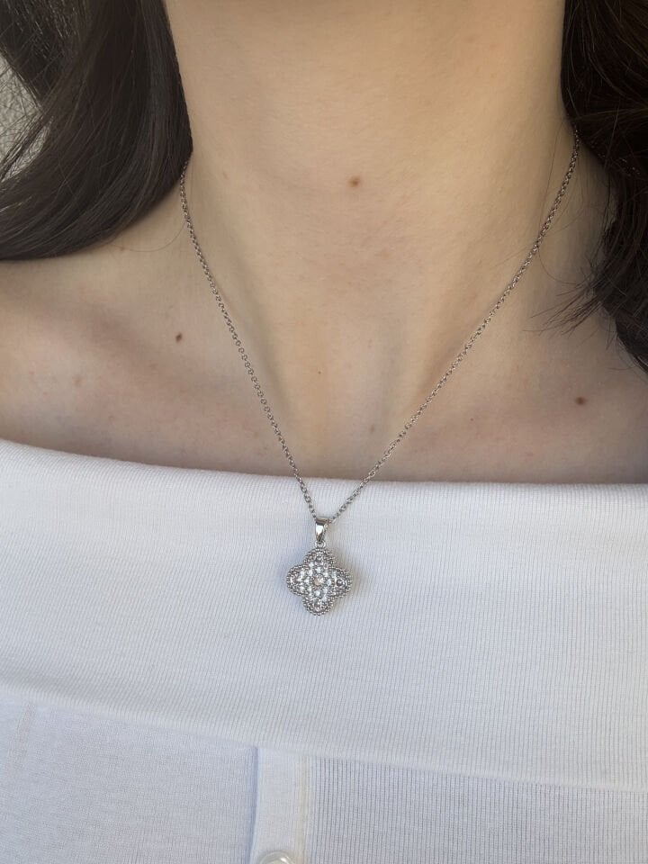 Gümüş Yonca Kolye