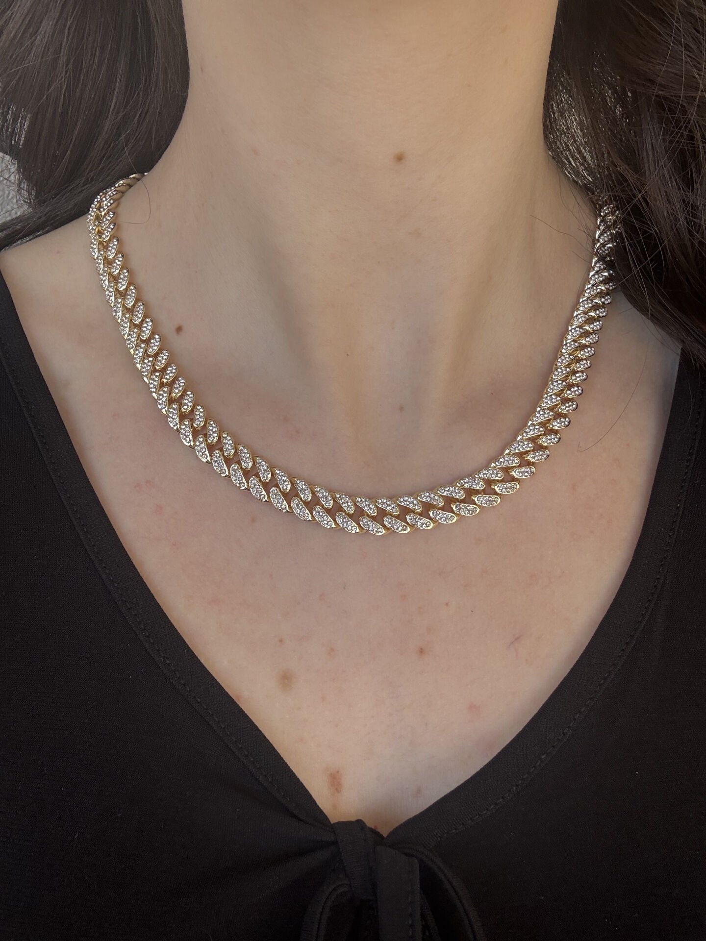 Gold Taşlı VIP Zincir Kolye