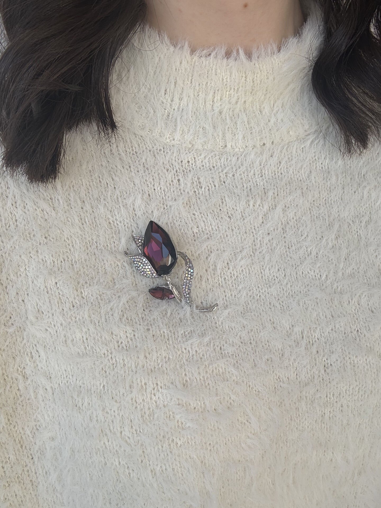 Mürdüm Lale Motif Broş