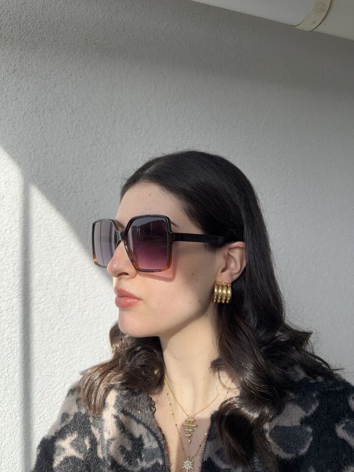 Cat Eye Leopar Desen Güneş Gözlüğü