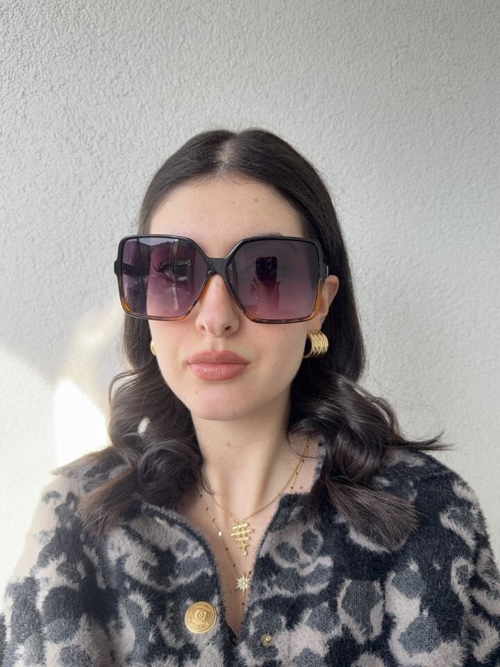 Cat Eye Leopar Desen Güneş Gözlüğü