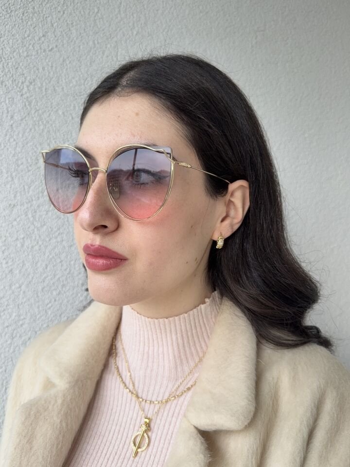 Gold Çerçeve Cat Eye Güneş Gözlüğü