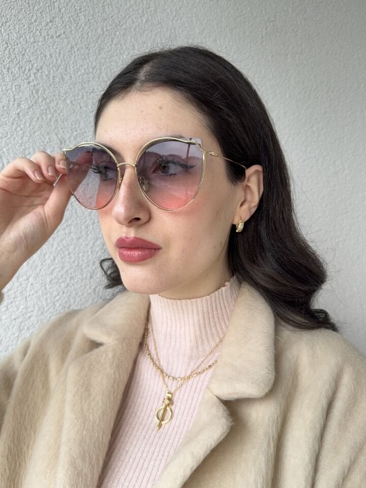 Gold Çerçeve Cat Eye Güneş Gözlüğü