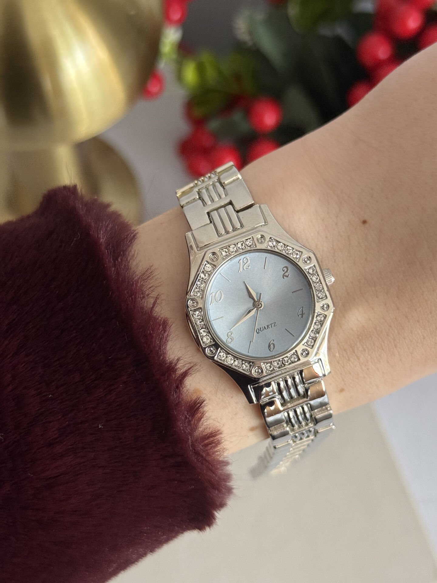 Blue Glass Silver Detail Watch