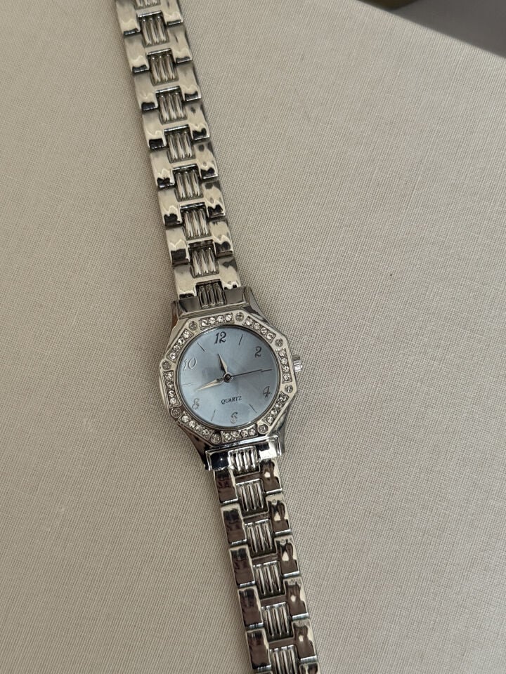Blue Glass Silver Detail Watch