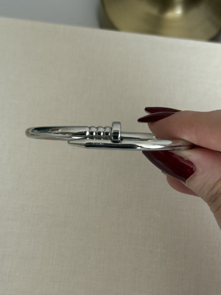 Gümüş Çivi Model Kelepçe Bileklik