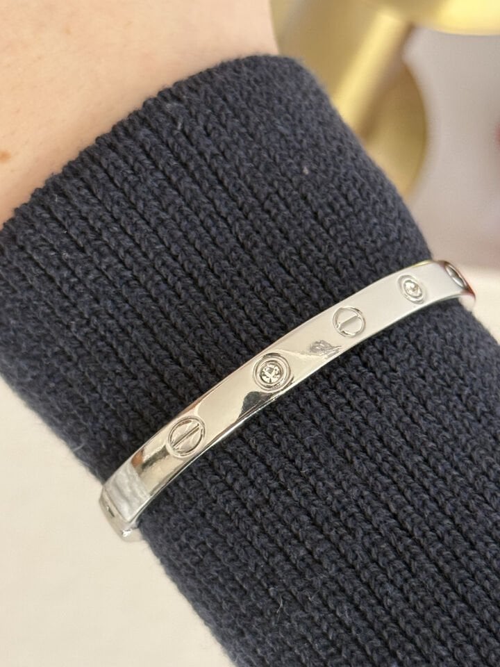 Silver Taş Detaylı Kelepçe Bileklik