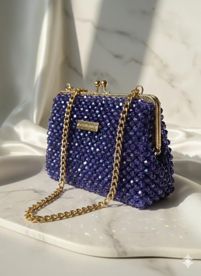 Midnight Sapphire Creme – Özel Üretim Kristal Çanta