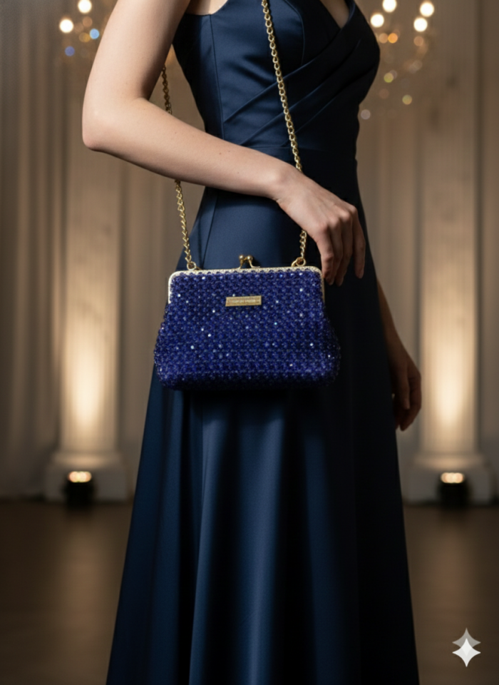 Midnight Sapphire Creme – Özel Üretim Kristal Çanta