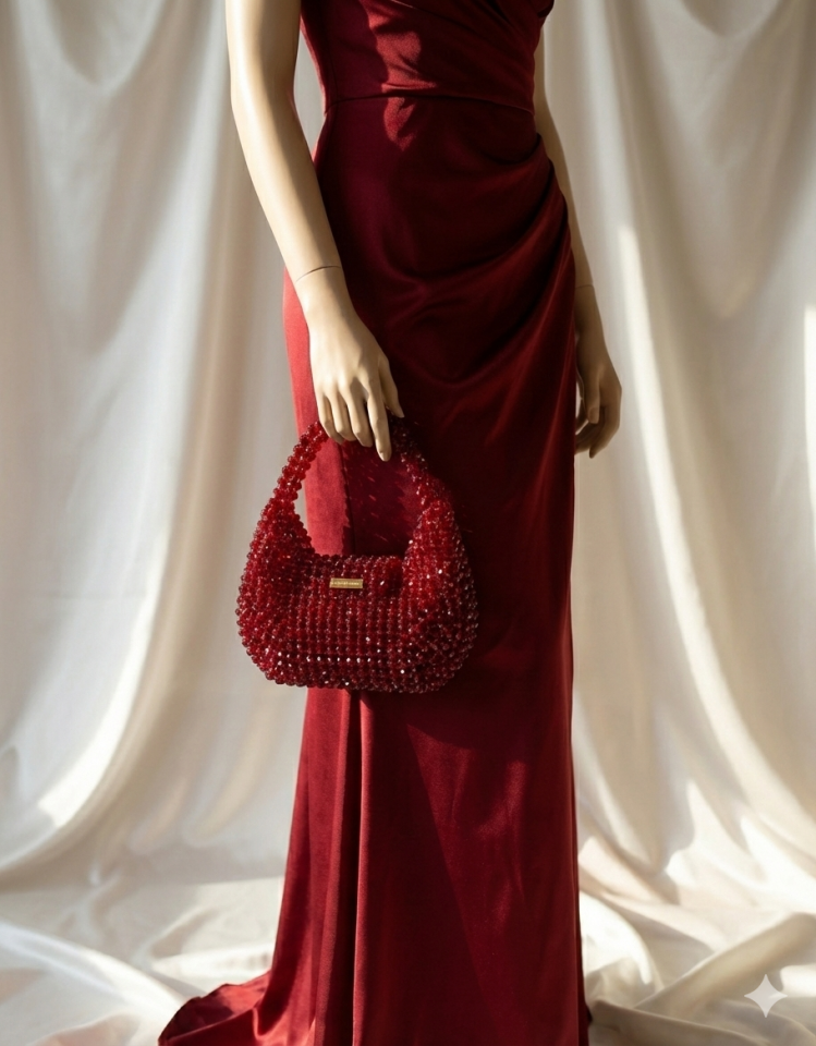 Crimson Berry Souffle - Özel Üretim Kristal Çanta